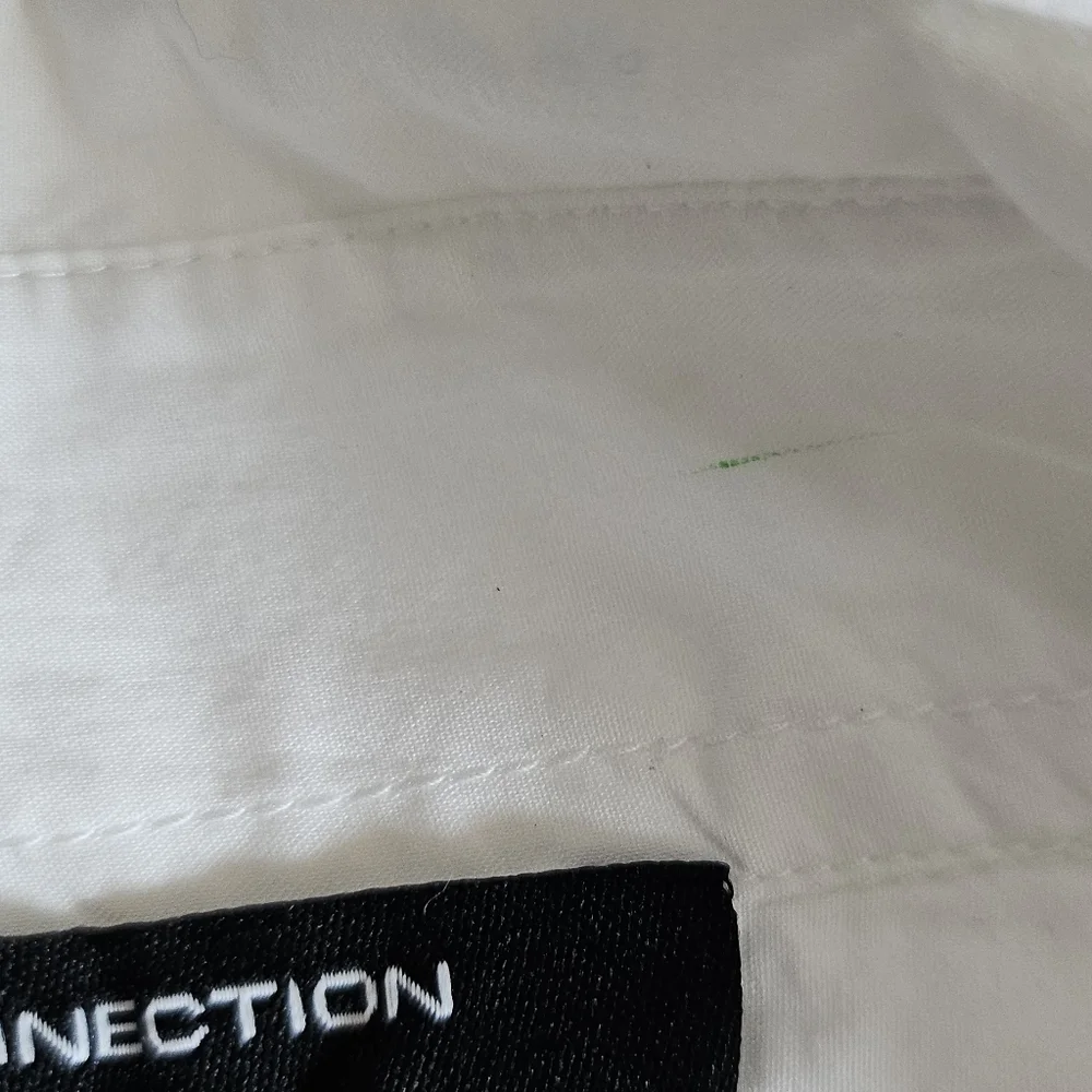 French Connection Rhodes Rhinestone Shirt, Linen White Size Medium - Picture 10 of 11